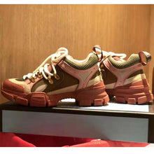 Load image into Gallery viewer, Gucci Unisex Flashtrek Sneaker in Brown and Pink Leather 5.6 cm Heel