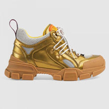 Load image into Gallery viewer, Gucci Unisex Flashtrek Sneaker in Gold Metallic Leather 5.6 cm Heel