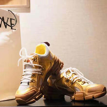 Load image into Gallery viewer, Gucci Unisex Flashtrek Sneaker in Gold Metallic Leather 5.6 cm Heel