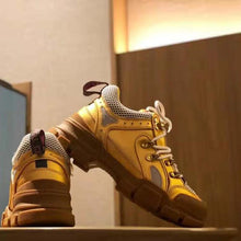 Load image into Gallery viewer, Gucci Unisex Flashtrek Sneaker in Gold Metallic Leather 5.6 cm Heel