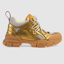 Load image into Gallery viewer, Gucci Unisex Flashtrek Sneaker in Gold Metallic Leather 5.6 cm Heel