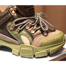 Load image into Gallery viewer, Gucci Unisex Flashtrek Sneaker in Green and Black Leather 5.6 cm Heel