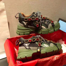 Load image into Gallery viewer, Gucci Unisex Flashtrek Sneaker in Green and Black Leather 5.6 cm Heel