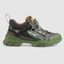 Load image into Gallery viewer, Gucci Unisex Flashtrek Sneaker in Green and Black Leather 5.6 cm Heel
