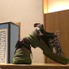 Load image into Gallery viewer, Gucci Unisex Flashtrek Sneaker in Green and Black Leather 5.6 cm Heel