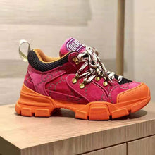 Load image into Gallery viewer, Gucci Unisex Flashtrek Sneaker with Crystals in GG Velvet with Leather 5.6 cm Heel-Pink