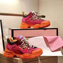 Load image into Gallery viewer, Gucci Unisex Flashtrek Sneaker with Crystals in GG Velvet with Leather 5.6 cm Heel-Pink