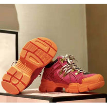 Load image into Gallery viewer, Gucci Unisex Flashtrek Sneaker with Crystals in GG Velvet with Leather 5.6 cm Heel-Pink