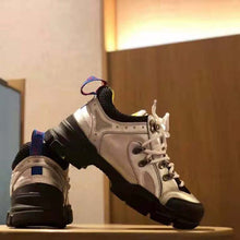 Load image into Gallery viewer, Gucci Unisex Flashtrek Sneaker with Crystals in Silver Metallic Leather 5.6 cm Heel