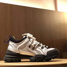 Load image into Gallery viewer, Gucci Unisex Flashtrek Sneaker with Crystals in Silver Metallic Leather 5.6 cm Heel
