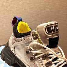 Load image into Gallery viewer, Gucci Unisex Flashtrek Sneaker with Crystals in Silver Metallic Leather 5.6 cm Heel