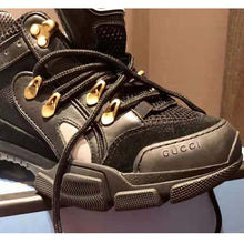 Load image into Gallery viewer, Gucci Unisex Flashtrek Sneaker with Removable Crystals in Black Leather 5.6 cm Heel