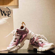 Load image into Gallery viewer, Gucci Unisex Flashtrek Sneaker with Removable Crystals in Pink Metallic Leather 5.6 cm Heel