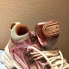 Load image into Gallery viewer, Gucci Unisex Flashtrek Sneaker with Removable Crystals in Pink Metallic Leather 5.6 cm Heel