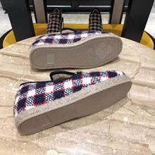 Load image into Gallery viewer, Gucci Unisex GG Check Tweed Loafer in Blue White and Red Check Tweed