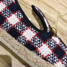 Load image into Gallery viewer, Gucci Unisex GG Check Tweed Loafer in Blue White and Red Check Tweed