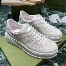 Load image into Gallery viewer, Gucci Unisex GG Embossed Sneaker White Smooth Leather Lace Up Flat