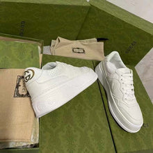 Load image into Gallery viewer, Gucci Unisex GG Embossed Sneaker White Smooth Leather Lace Up Flat