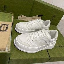 Load image into Gallery viewer, Gucci Unisex GG Embossed Sneaker White Smooth Leather Lace Up Flat
