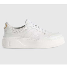 Load image into Gallery viewer, Gucci Unisex GG Embossed Sneaker White Smooth Leather Lace Up Flat
