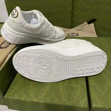 Load image into Gallery viewer, Gucci Unisex GG Embossed Sneaker White Smooth Leather Lace Up Flat