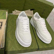 Load image into Gallery viewer, Gucci Unisex GG Embossed Sneaker White Smooth Leather Lace Up Flat