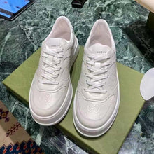 Load image into Gallery viewer, Gucci Unisex GG Embossed Sneaker White Smooth Leather Lace Up Flat
