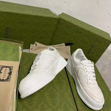 Load image into Gallery viewer, Gucci Unisex GG Embossed Sneaker White Smooth Leather Lace Up Flat