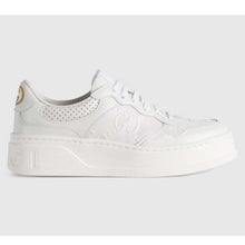 Load image into Gallery viewer, Gucci Unisex GG Embossed Sneaker White Smooth Leather Lace Up Flat