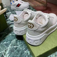 Load image into Gallery viewer, Gucci Unisex GG Embossed Sneaker White Smooth Leather Lace Up Flat