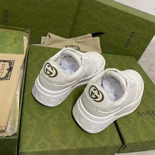 Load image into Gallery viewer, Gucci Unisex GG Embossed Sneaker White Smooth Leather Lace Up Flat