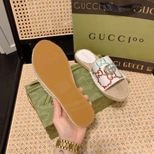 Load image into Gallery viewer, Gucci Unisex GG Espadrille Slides Multicolor GG Linen Canvas 2cm Heel