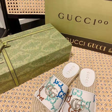 Load image into Gallery viewer, Gucci Unisex GG Espadrille Slides Multicolor GG Linen Canvas 2cm Heel