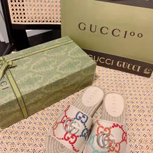 Load image into Gallery viewer, Gucci Unisex GG Espadrille Slides Multicolor GG Linen Canvas 2cm Heel