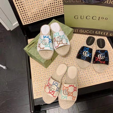 Load image into Gallery viewer, Gucci Unisex GG Espadrille Slides Multicolor GG Linen Canvas 2cm Heel