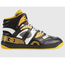 Load image into Gallery viewer, Gucci Unisex GG Gucci Basket Sneaker Black Demetra Rubber Interlocking Grey Mesh