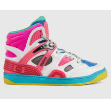 Load image into Gallery viewer, Gucci Unisex GG Gucci Basket Sneaker Pink Demetra Rubber Interlocking Grey Mesh