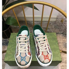 Load image into Gallery viewer, Gucci Unisex GG Gucci Tennis 1977 Sneaker Green Red Web Flat 2 cm Heel