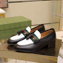 Load image into Gallery viewer, Gucci Unisex GG Loafer Web Interlocking G White Black Leather Green Red Web
