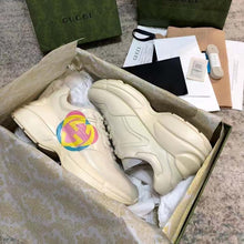 Load image into Gallery viewer, Gucci Unisex GG Rhyton Heart Sneaker Ivory Leather Interlocking G Low 5 cm Heel