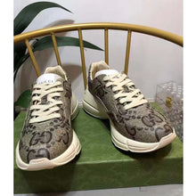 Load image into Gallery viewer, Gucci Unisex GG Rhyton Sneaker Beige Ebony Maxi GG Supreme Canvas 4 cm Heel