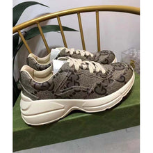 Load image into Gallery viewer, Gucci Unisex GG Rhyton Sneaker Beige Ebony Maxi GG Supreme Canvas 4 cm Heel