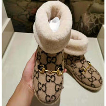 Load image into Gallery viewer, Gucci Unisex GG Wool Ankle Boot in Textured Fabrics-Beige