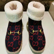 Load image into Gallery viewer, Gucci Unisex GG Wool Ankle Boot in Textured Fabrics-Navy