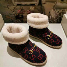 Load image into Gallery viewer, Gucci Unisex GG Wool Ankle Boot in Textured Fabrics-Navy