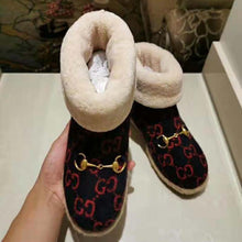 Load image into Gallery viewer, Gucci Unisex GG Wool Ankle Boot in Textured Fabrics-Navy