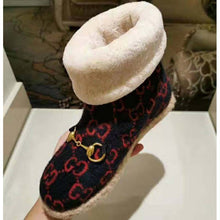 Load image into Gallery viewer, Gucci Unisex GG Wool Ankle Boot in Textured Fabrics-Navy