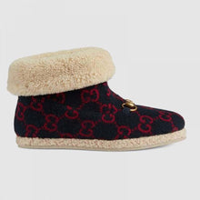 Load image into Gallery viewer, Gucci Unisex GG Wool Ankle Boot in Textured Fabrics-Navy