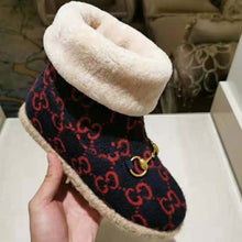 Load image into Gallery viewer, Gucci Unisex GG Wool Ankle Boot in Textured Fabrics-Navy