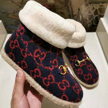 Load image into Gallery viewer, Gucci Unisex GG Wool Ankle Boot in Textured Fabrics-Navy